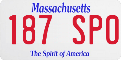 MA license plate 187SP0