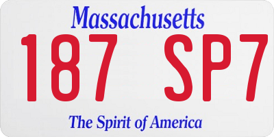 MA license plate 187SP7
