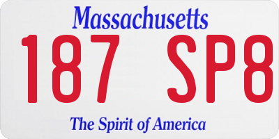 MA license plate 187SP8