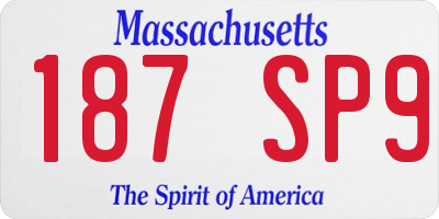 MA license plate 187SP9