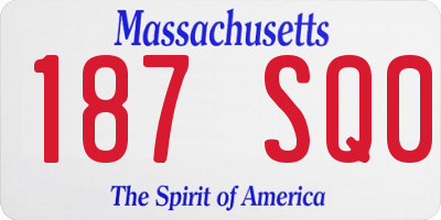 MA license plate 187SQ0