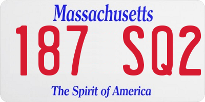 MA license plate 187SQ2