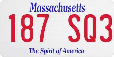 MA license plate 187SQ3