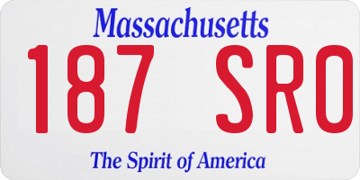 MA license plate 187SR0