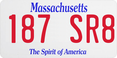MA license plate 187SR8