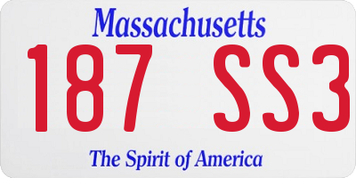 MA license plate 187SS3