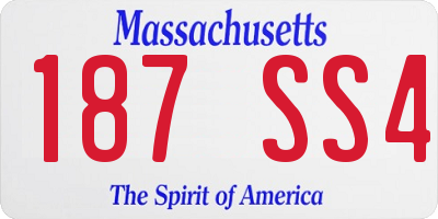 MA license plate 187SS4