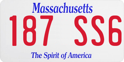 MA license plate 187SS6