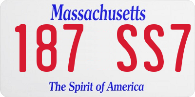 MA license plate 187SS7