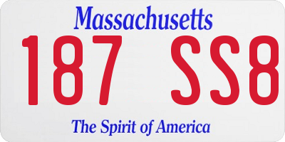 MA license plate 187SS8