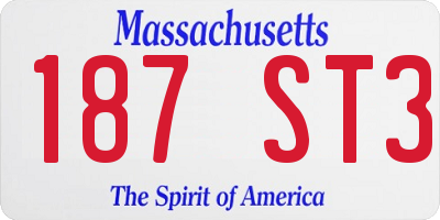 MA license plate 187ST3