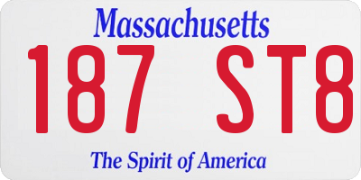 MA license plate 187ST8