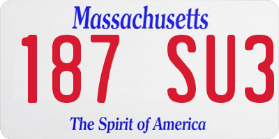 MA license plate 187SU3