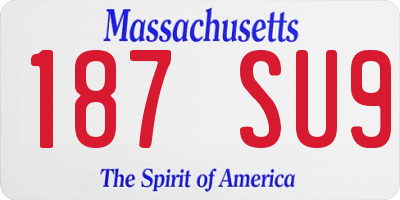 MA license plate 187SU9
