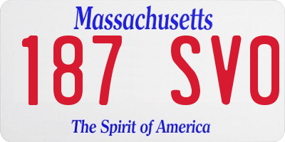 MA license plate 187SV0