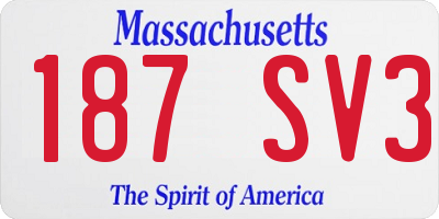 MA license plate 187SV3