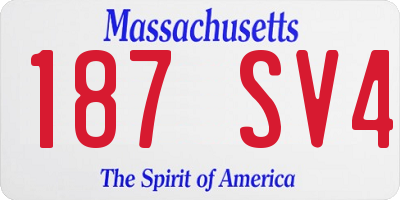 MA license plate 187SV4