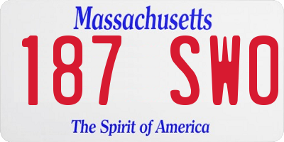 MA license plate 187SW0