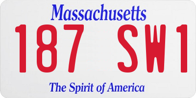 MA license plate 187SW1