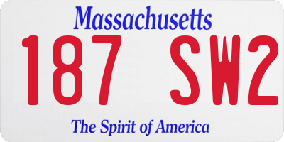 MA license plate 187SW2