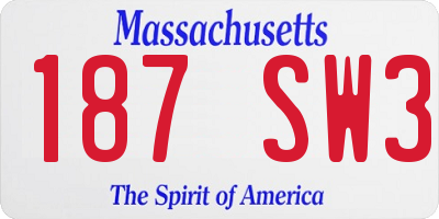 MA license plate 187SW3