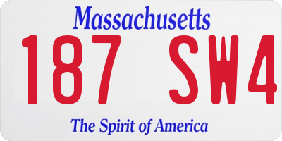 MA license plate 187SW4