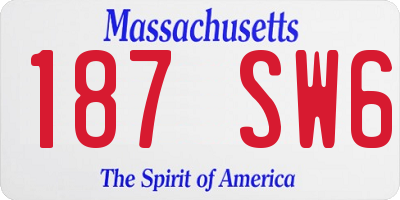 MA license plate 187SW6