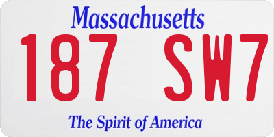 MA license plate 187SW7