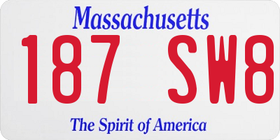 MA license plate 187SW8