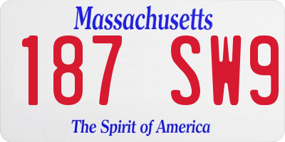 MA license plate 187SW9
