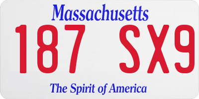 MA license plate 187SX9