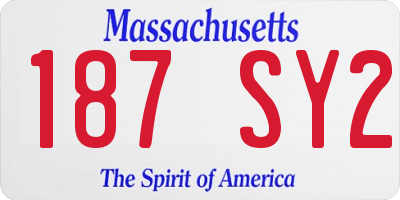 MA license plate 187SY2