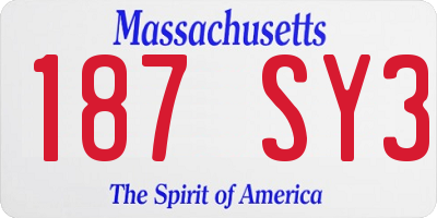 MA license plate 187SY3