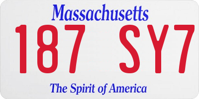 MA license plate 187SY7