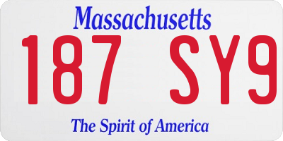 MA license plate 187SY9