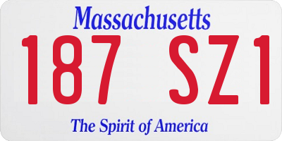 MA license plate 187SZ1
