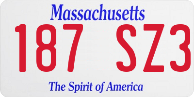 MA license plate 187SZ3