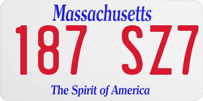 MA license plate 187SZ7