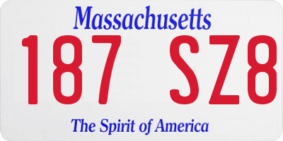 MA license plate 187SZ8