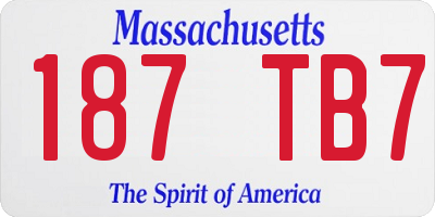 MA license plate 187TB7