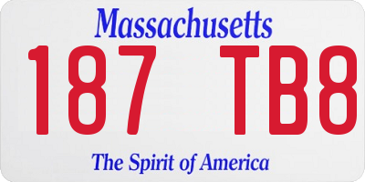 MA license plate 187TB8