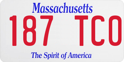 MA license plate 187TC0
