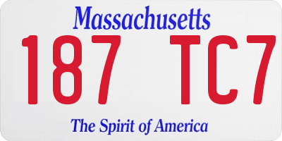 MA license plate 187TC7