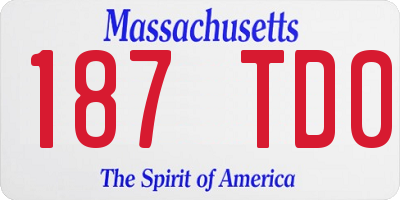 MA license plate 187TD0