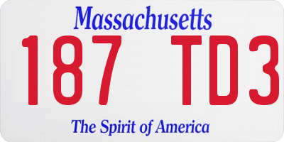 MA license plate 187TD3
