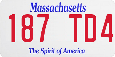 MA license plate 187TD4