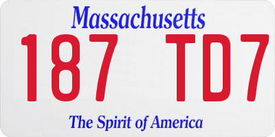 MA license plate 187TD7
