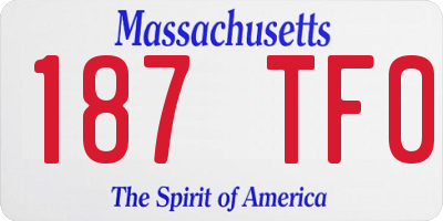 MA license plate 187TF0