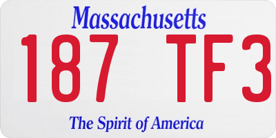 MA license plate 187TF3