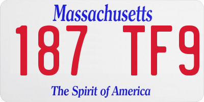 MA license plate 187TF9